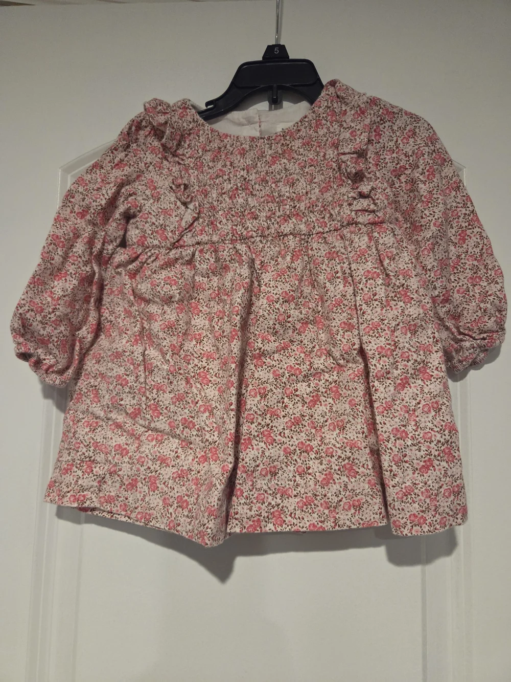 GAP Pink Floral Smocked Ruffle Blouse